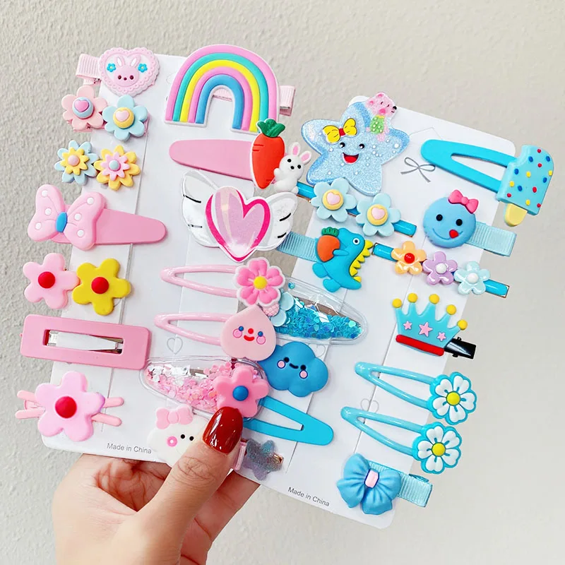 14 шт./компл. новые милые красочные заколки для волос с мультяшными цветами