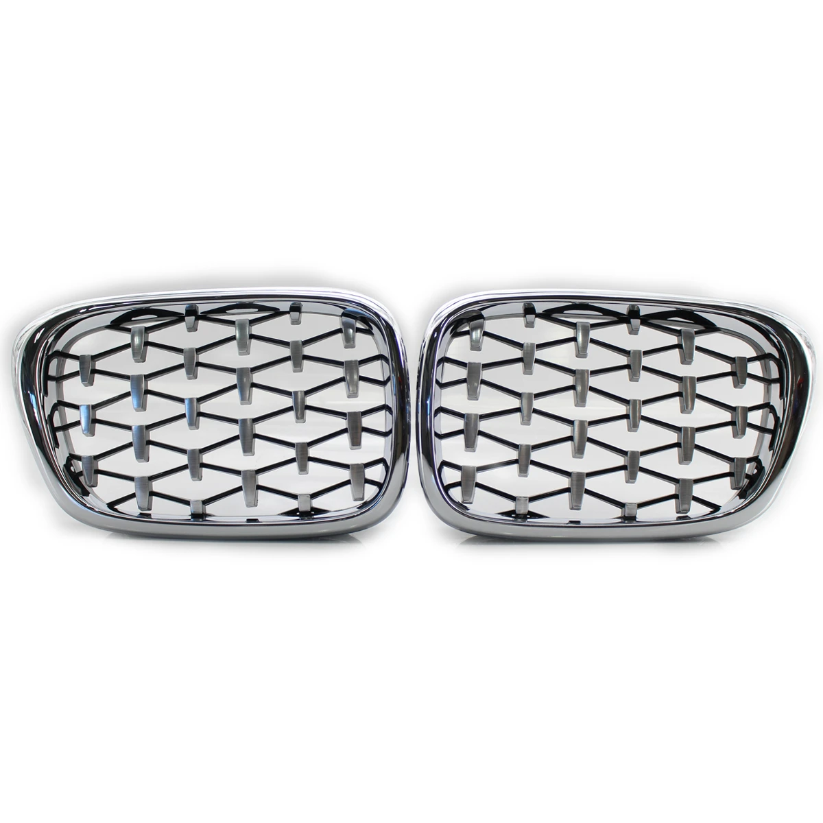 

1 Pair Meteors Kidney Front Grille Auto Middle Grille For BMW 5 Series E39 New 1999-2003 Racing Grills Gloss Black / Silver