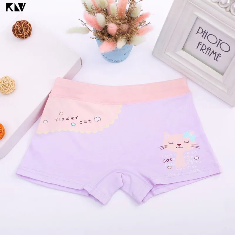 Calzoncillos b&oacute;xer de algod&oacute;n para ni&ntilde;os y ni&ntilde;as, ropa interior con estampado de gato y dibujos animados, de 2 a 12 a&ntilde;os-4
