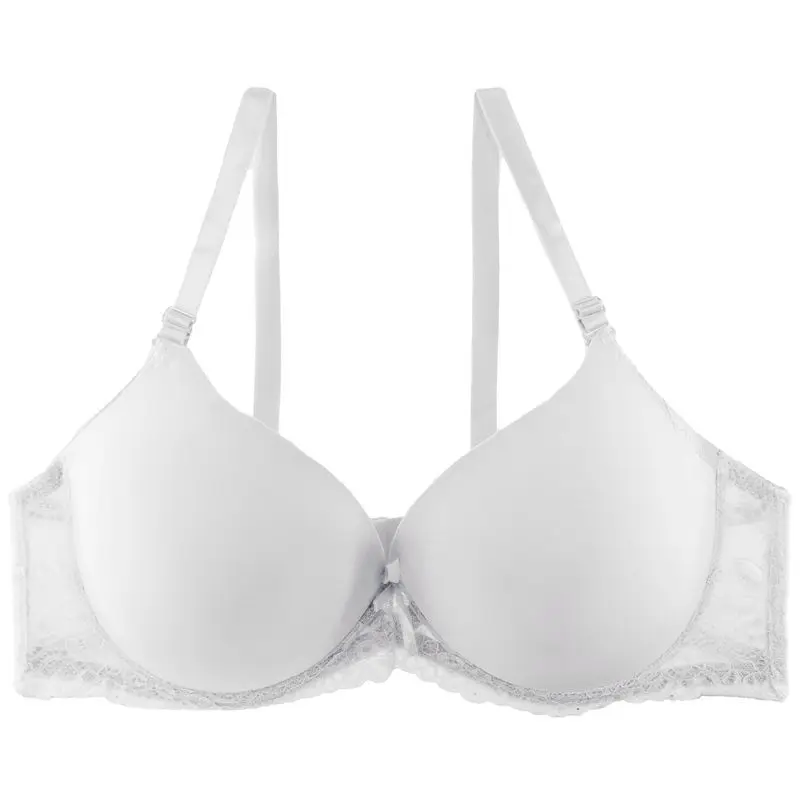 

Sexy Women Seamless Plus Size E Cup Bra Underwire Lace Solid Color Basic Bras Gathered Anti Sagging 90-115 E Underwear Lingerie