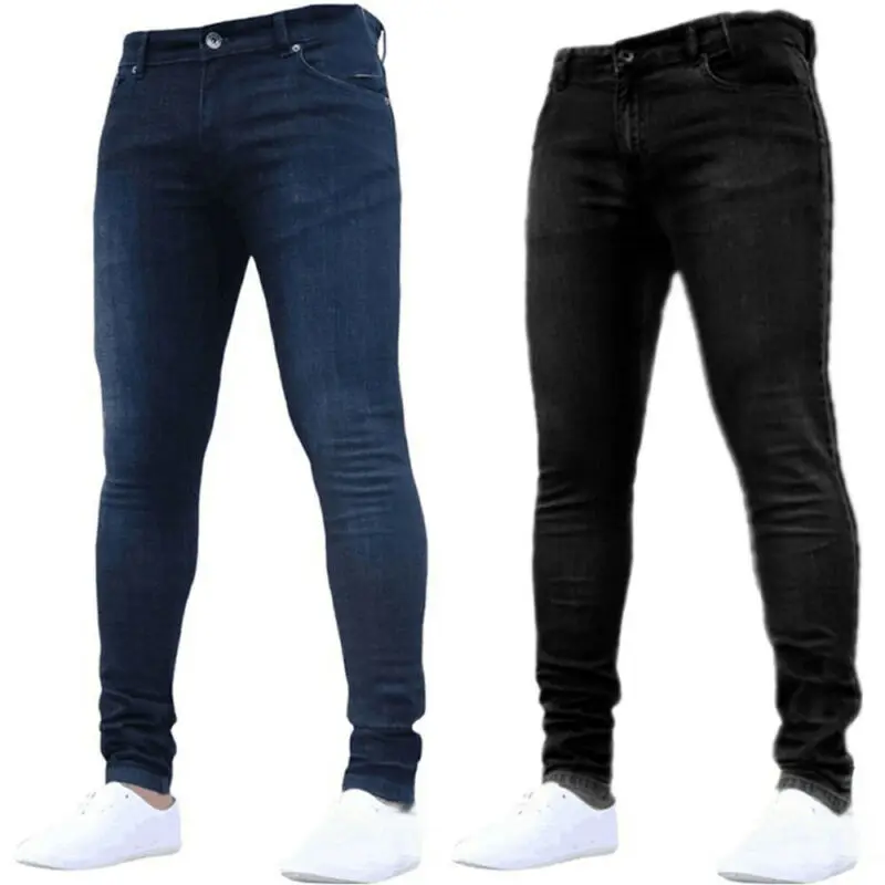 

Mens Jeans Stretch Skinny Trousers Bottoms Slim Fit Stretch Denim Jogger Pants