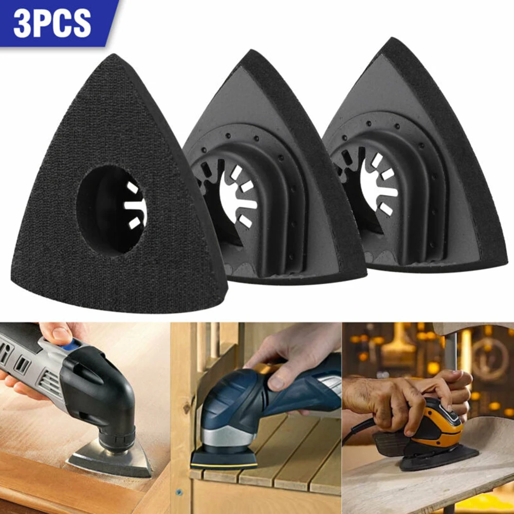 3pcs Triangular Oscillating Tool Sanding Pad Quick Release Oscillating Tool For Bosch DeWalt Craftsman Multi Tool Sanding Pads