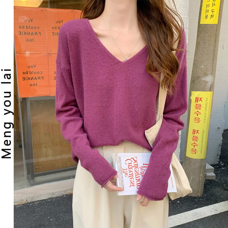 

Свитер женский осенний трикотажный, теплый, однотонный