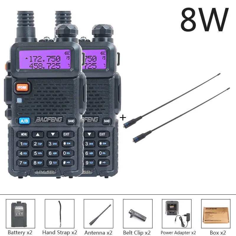 Рация Baofeng UV 5R Двусторонняя радиостанция VHF рация мощная 5/8 Вт УКВ/УВЧ для охоты 10