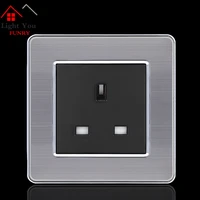 13a european wall socket outlet 86 type uk standard wall charger adapter stainless steel panel kitchen bedroom plug sockets