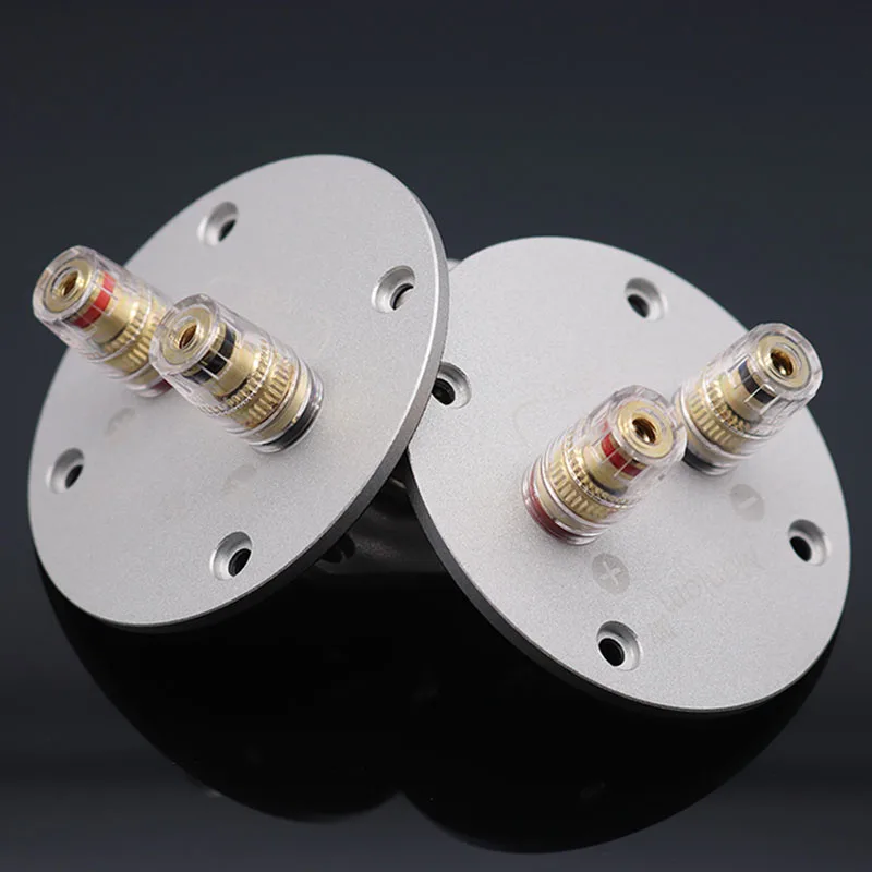 

10 pcs High quality 2 round copper terminal speaker terminal box terminal block 75mm aluminum alloy speaker terminal box