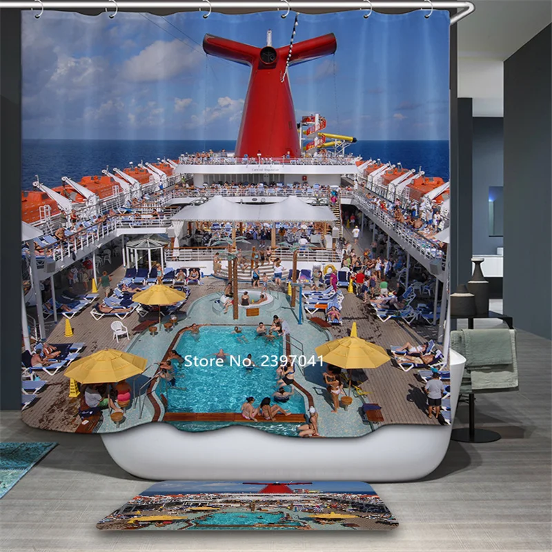 Европейская и американская душевая занавеска с цветочным и ландшафтным принтом и крючком