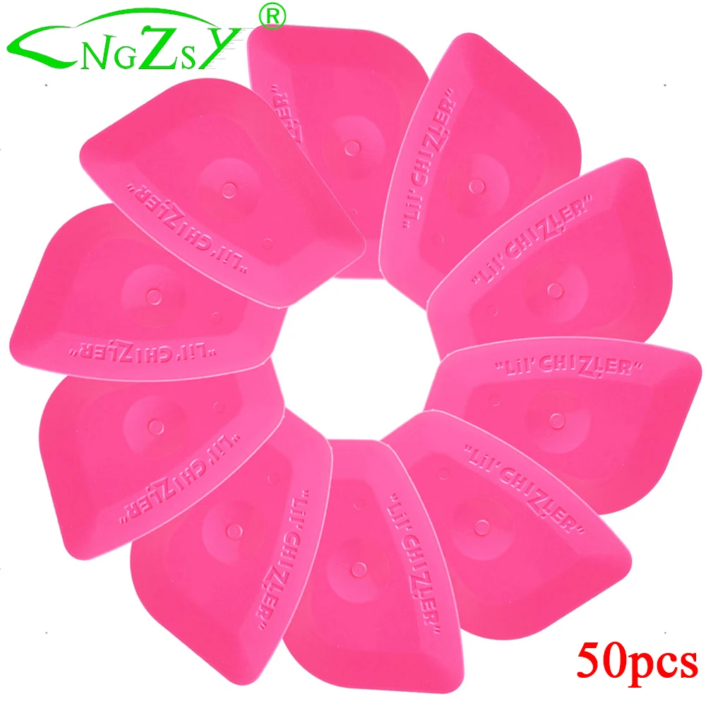 50PCS Pink Hard Squeegee Practical Lil Chizler Auto Home Office Vinyl Scraper Window Film Car Styling Sticker Wraps Tools 50A25