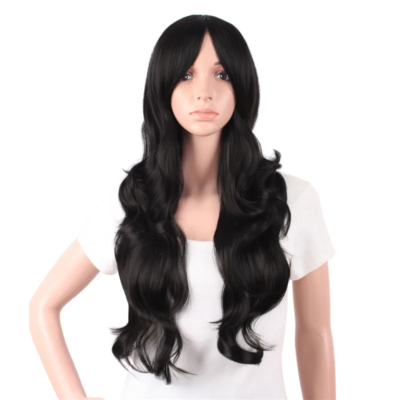 MapofBeauty длинные волнистые женские парики с челкой черный светильник
