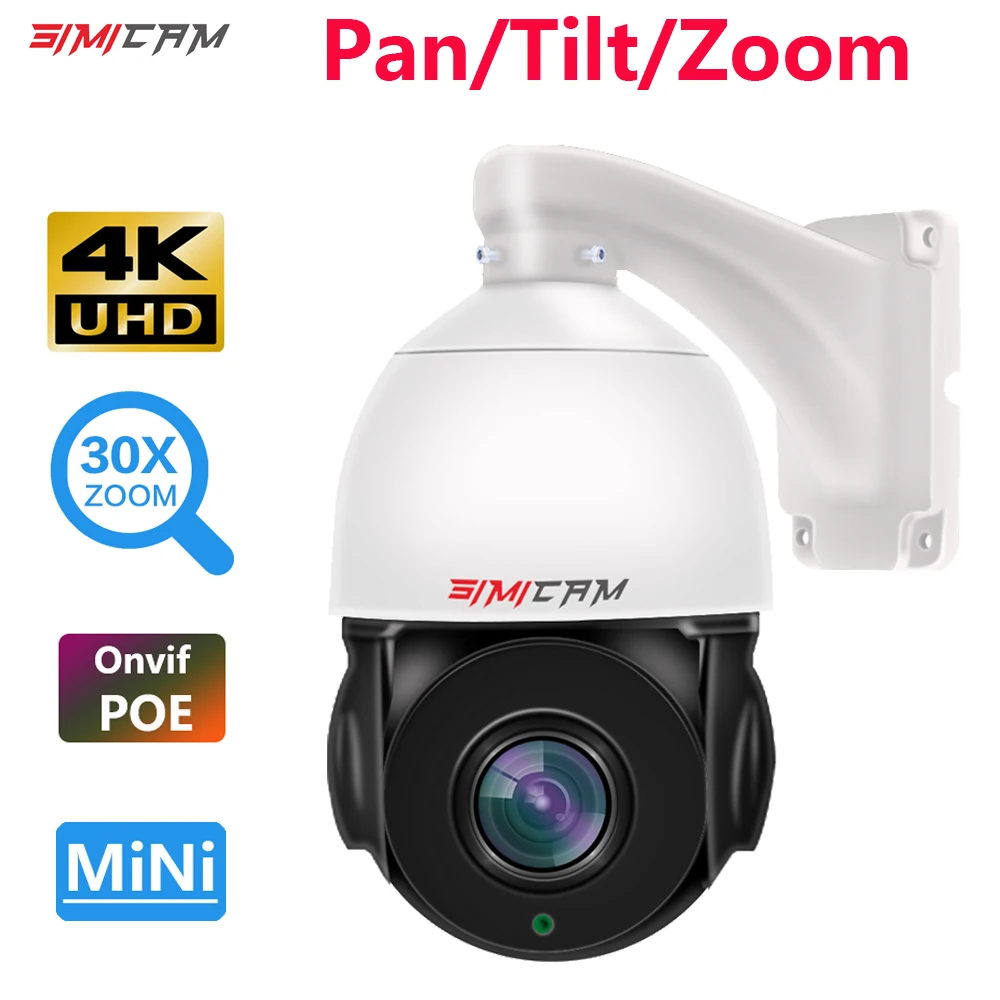 8MP 4K Mini PTZ IP Camera 30X Zoom Video Surveillance Onvif H.265 P2P Speed Dome POE 360Degree Rotation With SD Card Slot | Безопасность