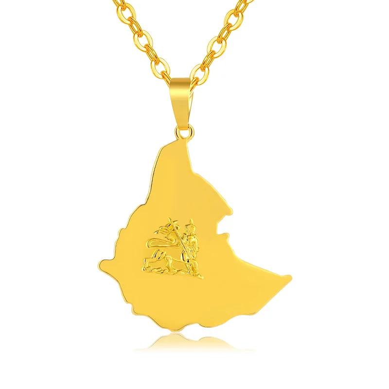 

WANGAIYAO jewelry new Africa Ethiopia map necklace brass gold-plated lion necklace