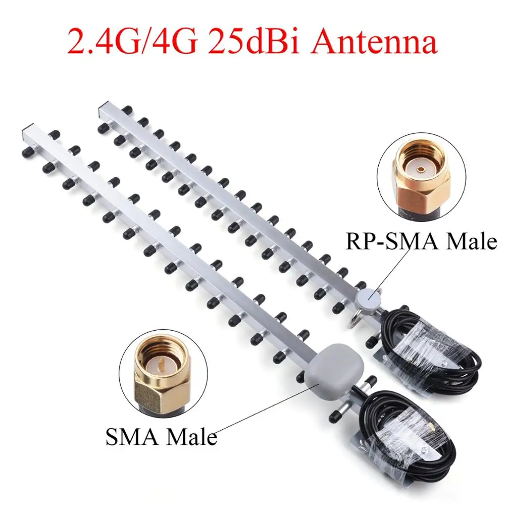 

4G/2.4G WiFi Antenna 25dBi RP-SMA/SMA Male Outdoor Wireless Yagi Antenna For Router Booster Amplifier Modem 1.5m/4.92ft