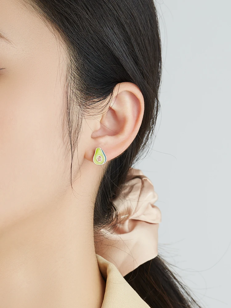 

ZEMIOR S925 Sterling Silver Earrings Cubic Zirconia Avocado Shaped Earring For Women Fine Jewelry Best Selling Christmas Gift