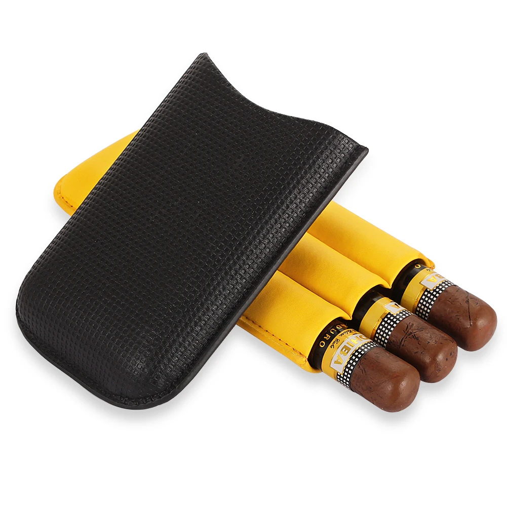 GALINER кожаный чехол для сигар дорожный увлажнитель карман 3 трубки держатель Humidor