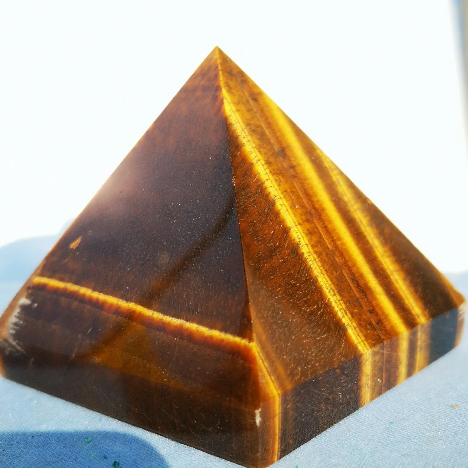 

Natural Yellow Tiger Eye Stone Crystal Pyramid Reiki Healing Tiger Eye Stone Pyramid with rough polished stone decoration