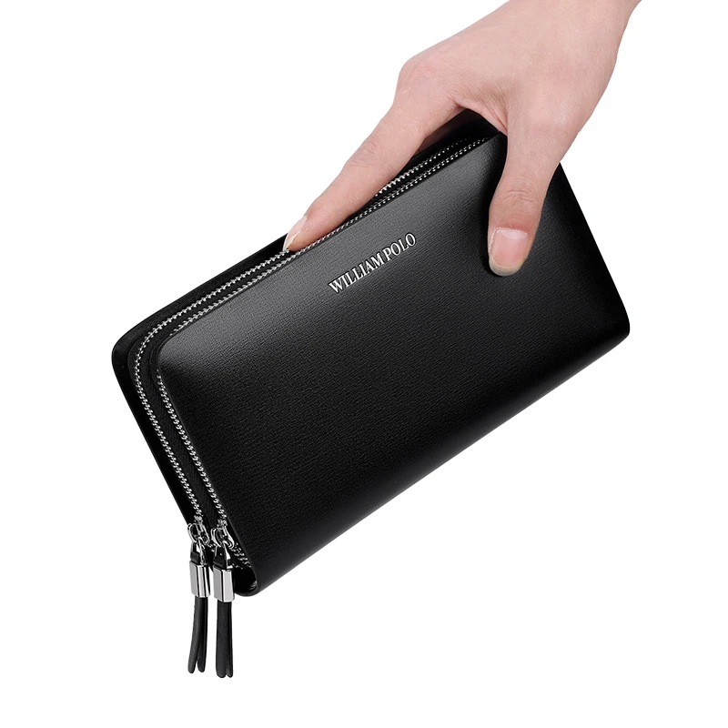 Мужской кошелек из натуральной кожи WILLIAMPOLO Модный повседневный деловой клатч