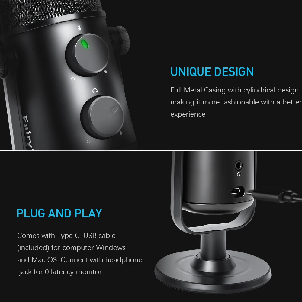 MAONO AU-902, USB, конденсаторный микрофон, кардиоидный микрофон, микрофон, Подкаст, Студийный микрофон, металлический микрофон для записи, микрофон для YouTube, Skype