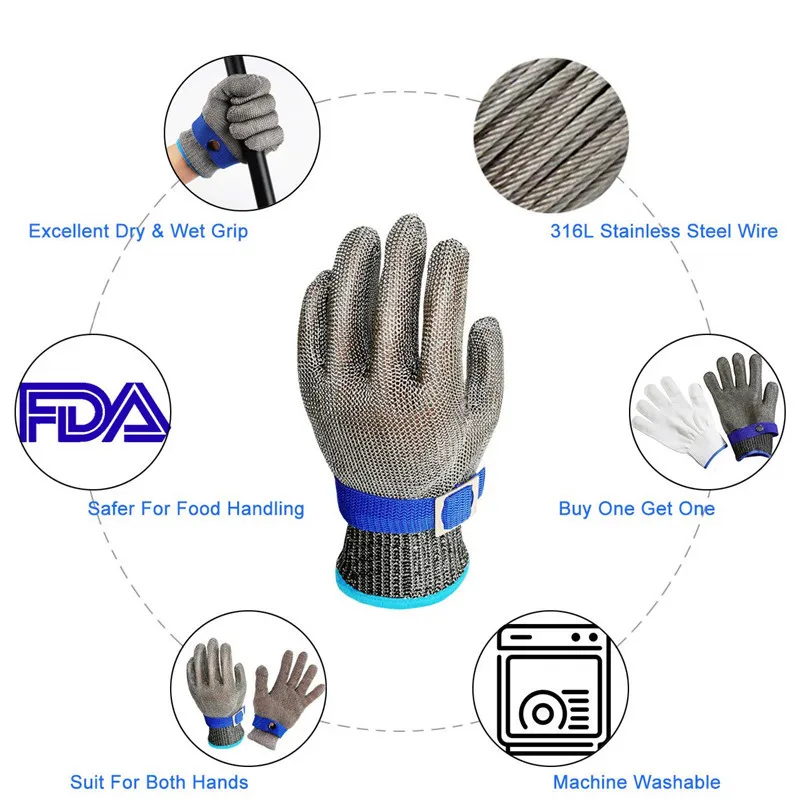 DEYAN 100% Stainless Steel High Quality Butcher Protect Hands Glove Cut Resistant Safety Working Gloves | Безопасность и защита
