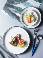 nordic ceramic western food plate simple black cabbage plate household steak plate tableware flat plate breakfast plate dessert