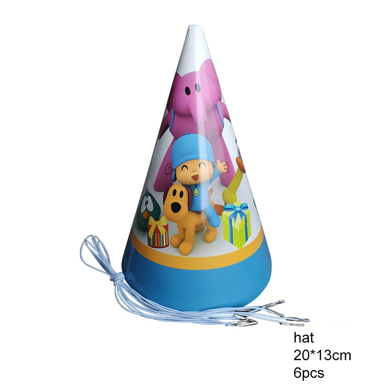 hat-6pcs POCOYO вечерние Детские тематическая вечеринка на день рождения декоративные бумажные чашки блюдо флаг Скатерть вечерние принадлежности украшения - Цвет: hat-6pcs