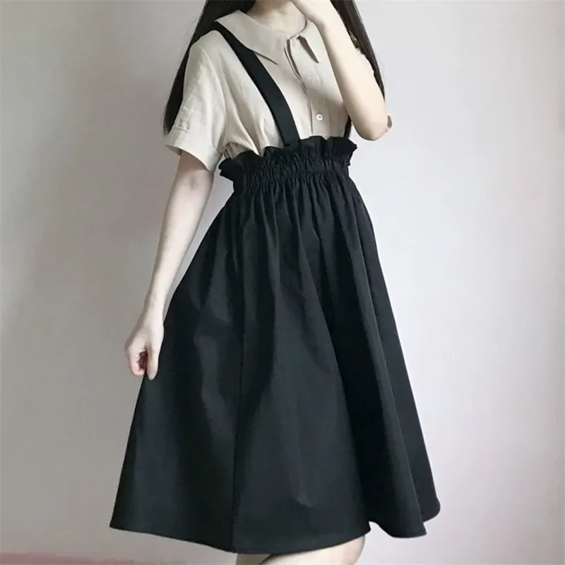 Женская длинная юбка трапециевидной формы Повседневная Однотонная в японском