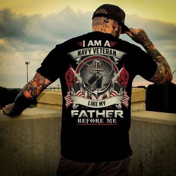 Я военно-морской Ветеран как мой отец перед мной футболка | Мужская одежда