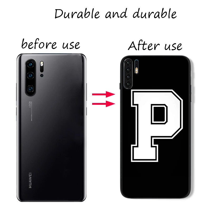 Черный буквенно цифровой мобильный телефон чехол черный мягкий из ТПУ для Huawei P8 P9