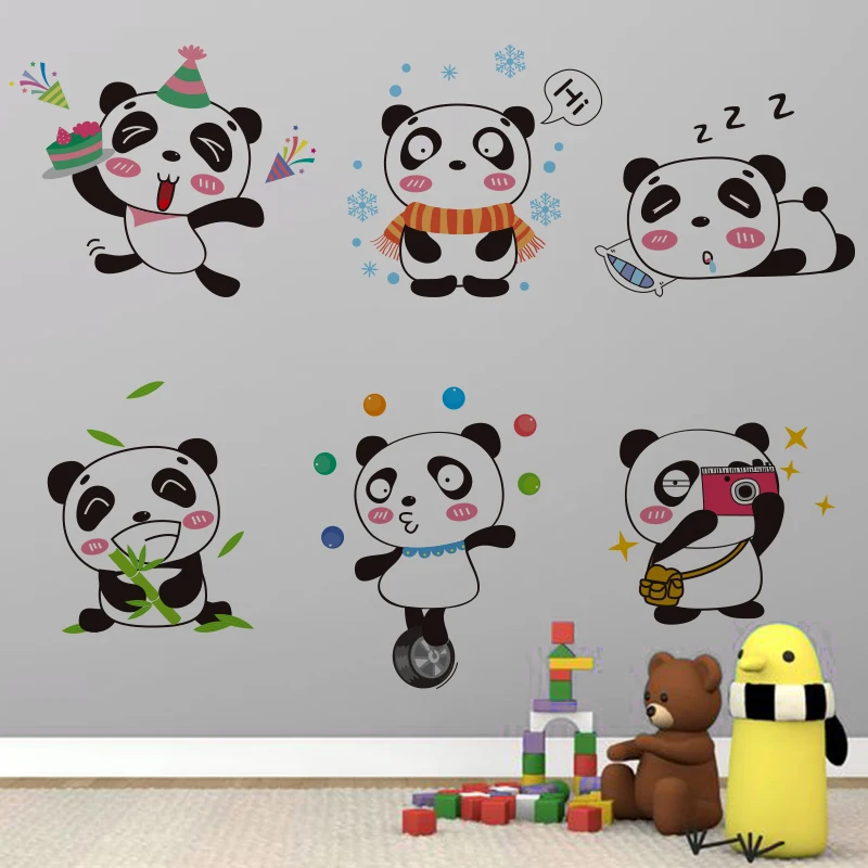 [Shijuekongjian] маленькие панды наклейки на стену винил DIY мультфильм Переводные