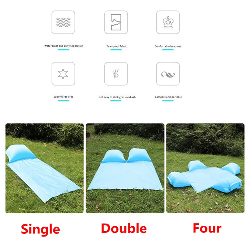 

Portable Lawn Park camping mat waterproof Picnic mat Beach sofa inflatable bag air sofa bed moistureproof With inflatable pillow
