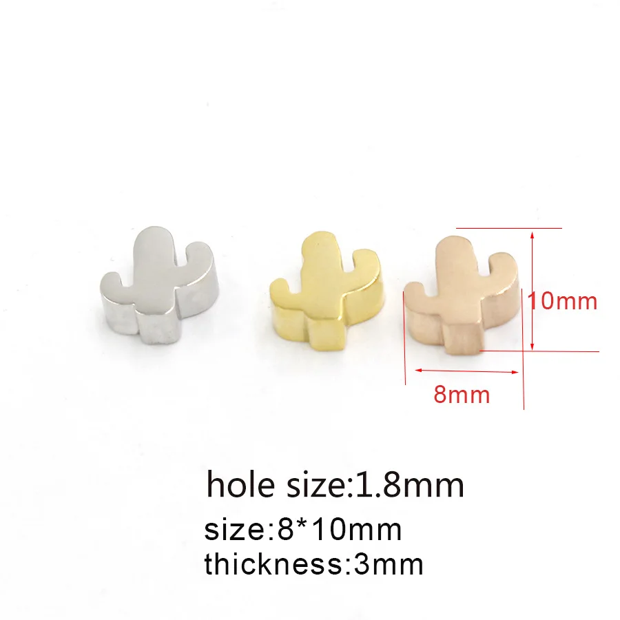 Charme para Fazer Inoxidável Cactus Grânulos Jóias 1.8mm Buraco Espelho Polido Atacado 30 Pçs Aço