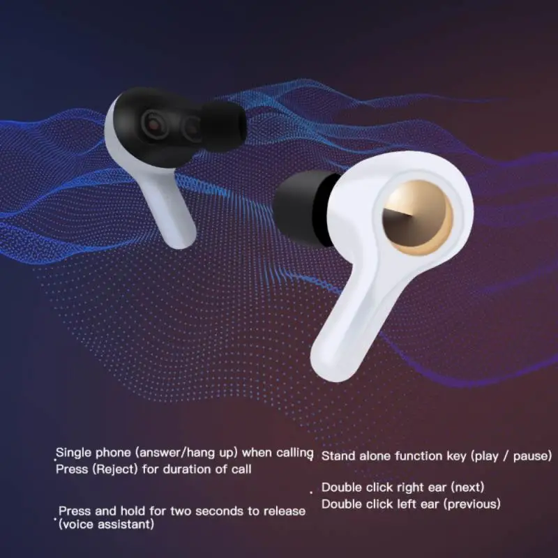 

TWS Earbuds Bluetooth 5.1 In-ear Wireless Touch Earphone Bass Stereo Hifi Music Volume Control 4 Mics Headset For Mobile Phone