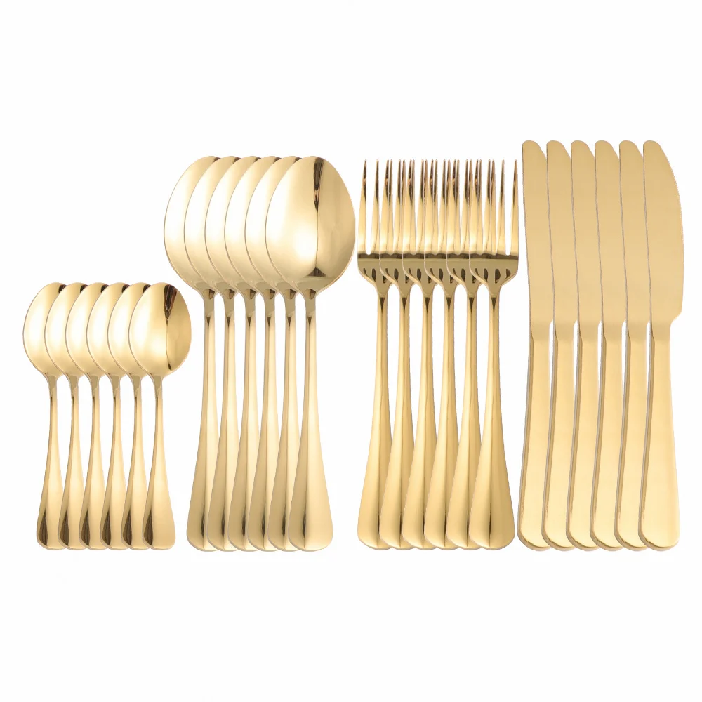 

24 Pcs Flatware Stainless Steel Cutlery Set Kitchen Utensils Spoons Forks Knives Western Dinnerware Set Tableware Dropshipping