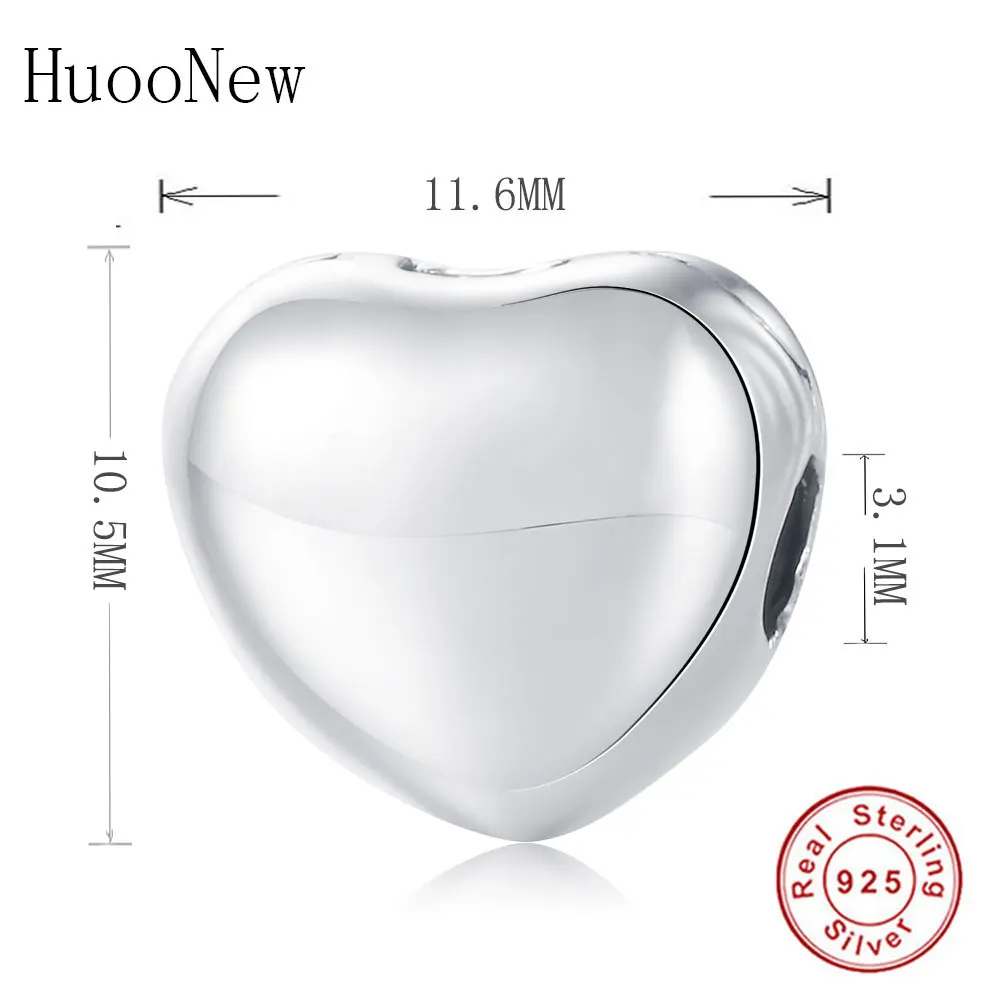 Чистый белый Любовь Сердце Клип Пробка Шарм Fit оригинальные Подвески Браслет