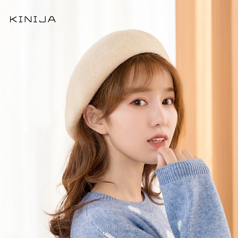 Новинка женская теплая осенне зимняя шерстяная однотонная шапка однотонный