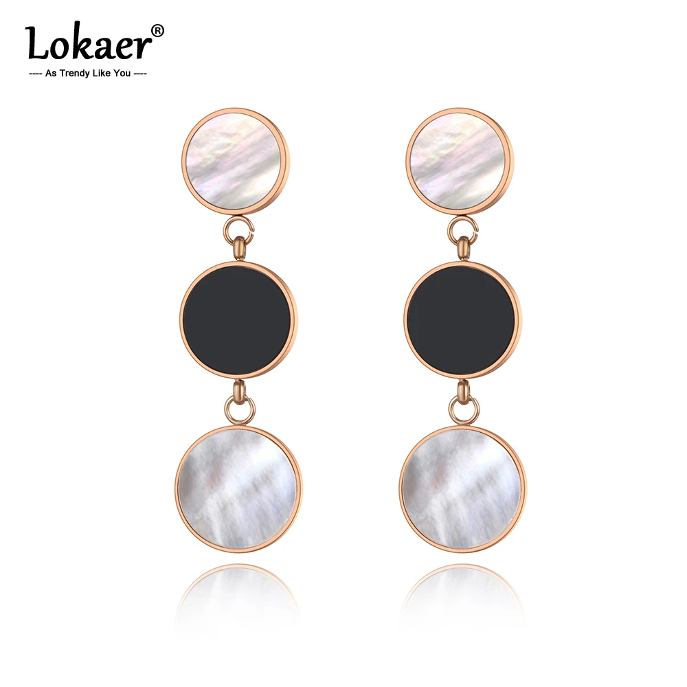 Lokaer, модные богемные серьги из нержавеющей стали, 3 шт., висячие серьги для женщин, кристалл для девушки, ракушка и акриловые серьги, ювелирные изделия E19183