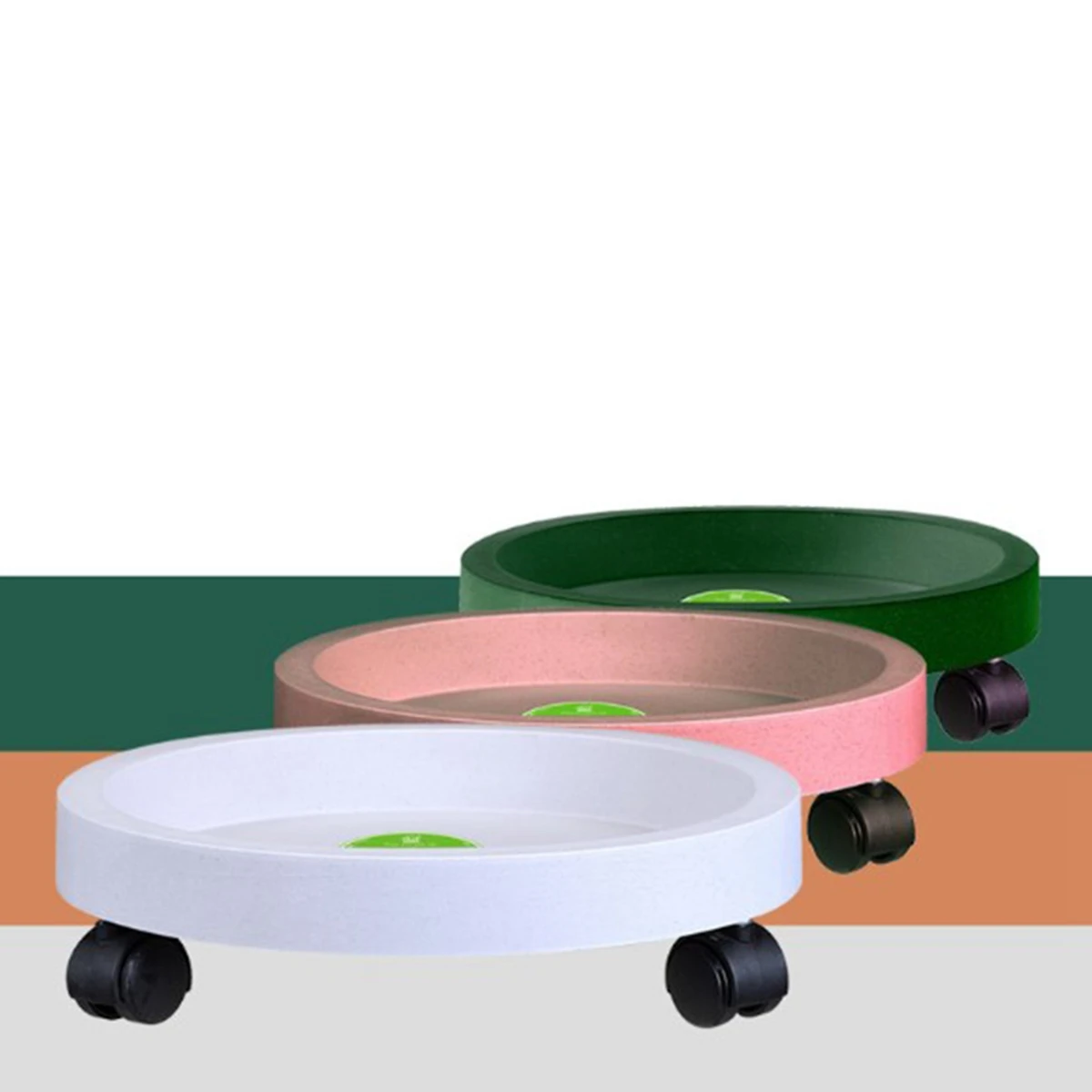 

Removable Tray Universal Flower Pot Wheels Round Plastic Tray Heavy Duty Flower Pot Rack Plant Rolling Potted Plant Stand