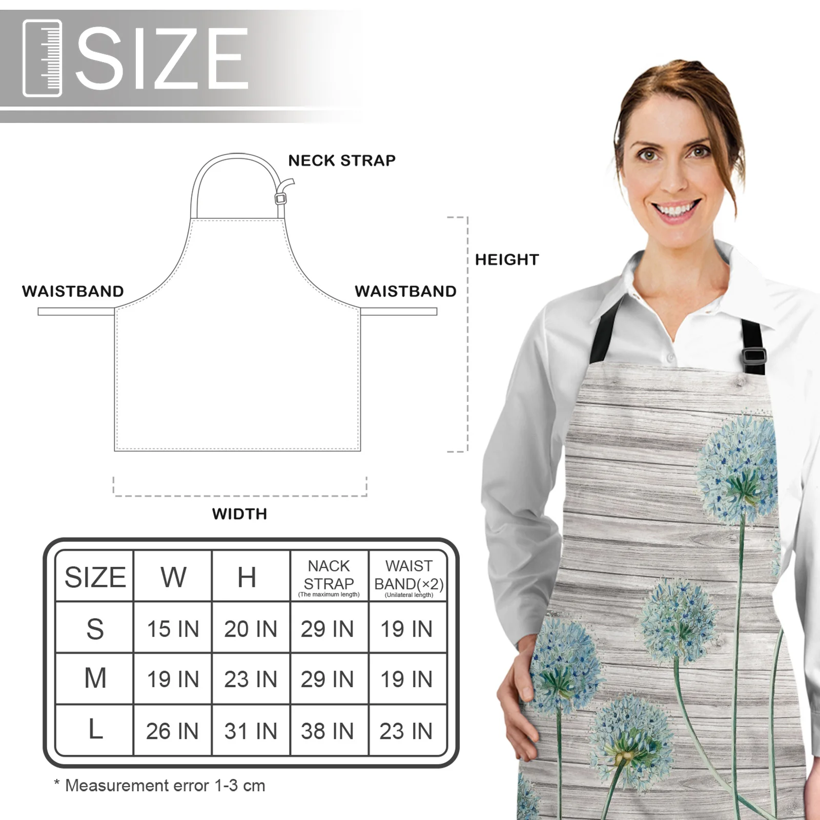 

Dandelion Retro Flower Plant Wooden Board Kitchen Nail Shop Apron for Women Men Kids Aprons Dinner Cooking Baking Accessories
