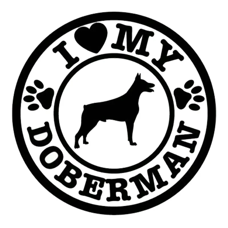 

14.3cm * 14cm Personalized I Love My Doberman Dog Paws Cute Fashion Car Sticker