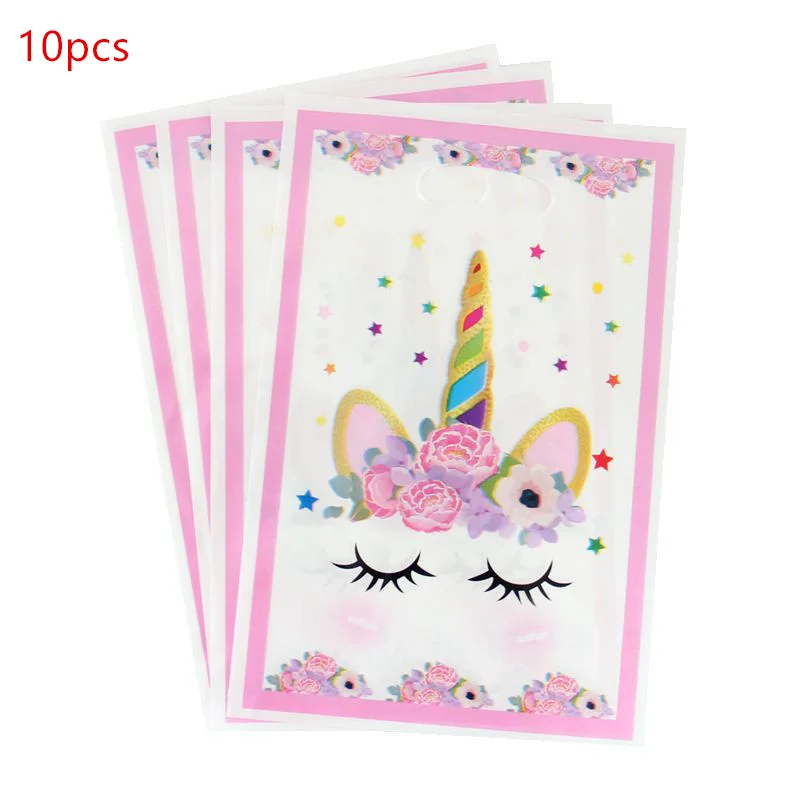 Loot Bag 10pcs 1 шт. Розовый Единорог мультфильм бумажная Складная пиньята вечерние игрушки игры бинго Девочка Дети День рождения/фестиваль украшения сувениры 49*27 см - Цвет: Loot Bag 10pcs