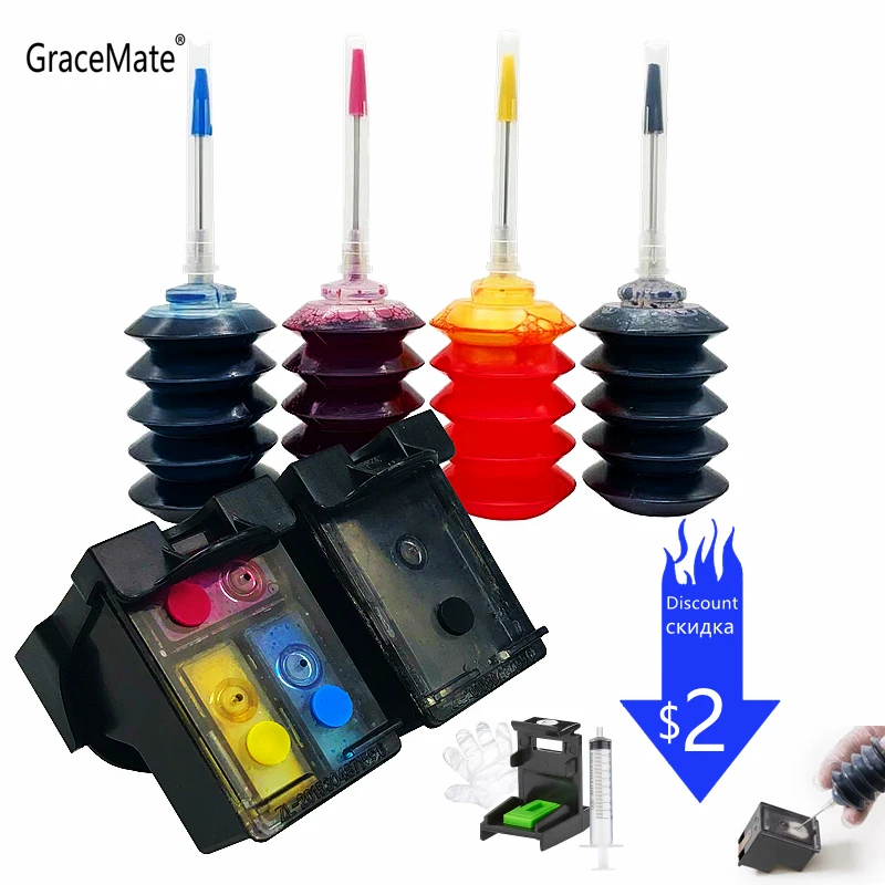 

GraceMate 74 75XL Refillable Cartridges Replacement for HP 74 75 Ink Cartridge for J5780 D4260 C4480 4380 4345 C4300 J5780 C4280