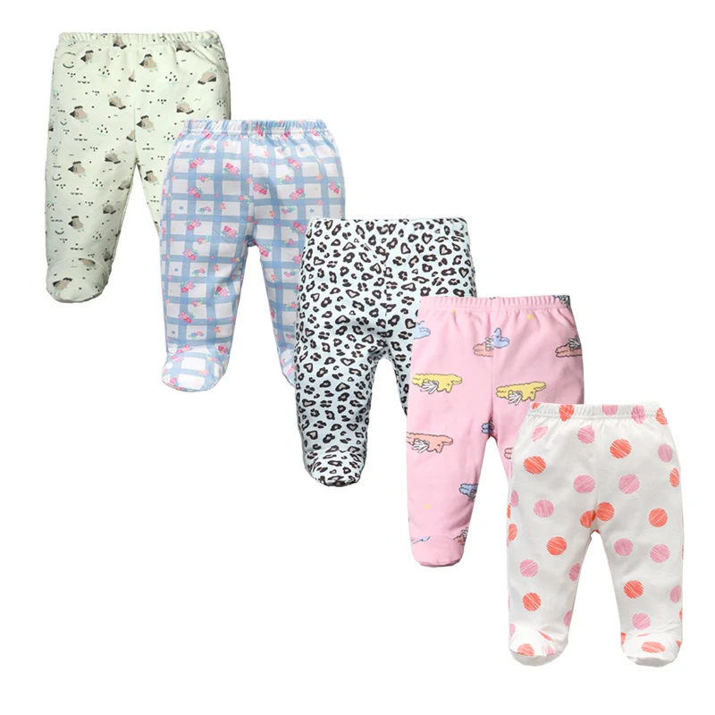 Pantalones de algod&oacute;n suave para beb&eacute; reci&eacute;n nacido, pantal&oacute;n de dibujos animados, para las cuatro estaciones, a rayas, de 0 a 12 meses, 3/4/5 unids/lote-2