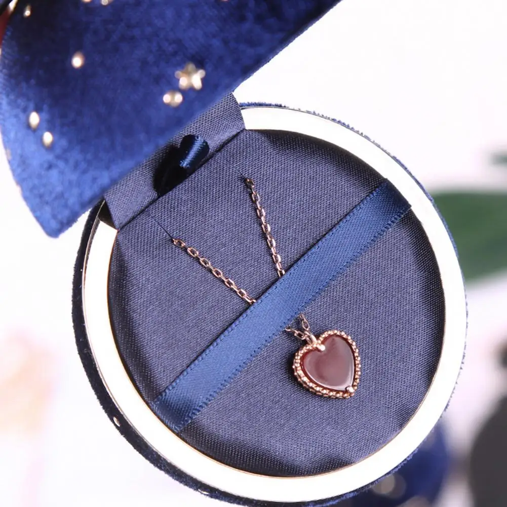 

HOT SALESStarry Sky Round Bowknot Ring Necklace Pendant Display Case Jewelry Storage Box