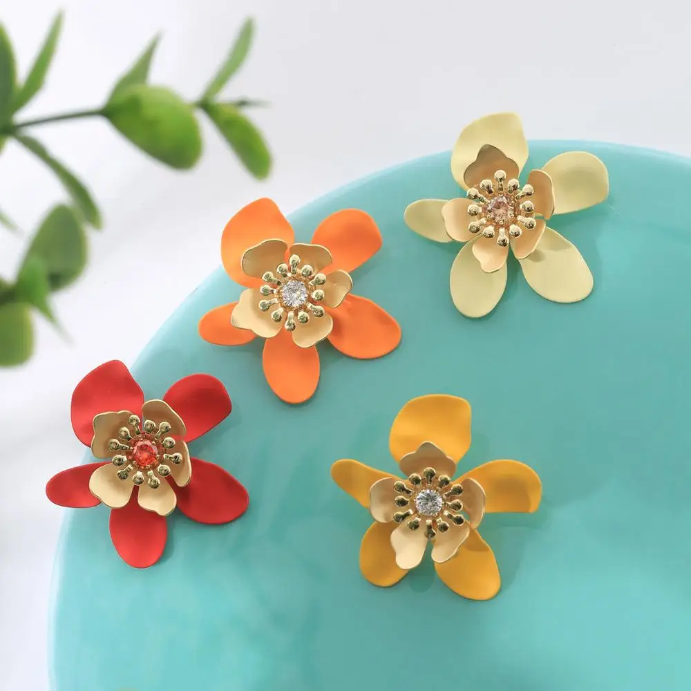 Серьги-гвоздики Neoglory с подсолнухами женские яркие эмалевые украшения в