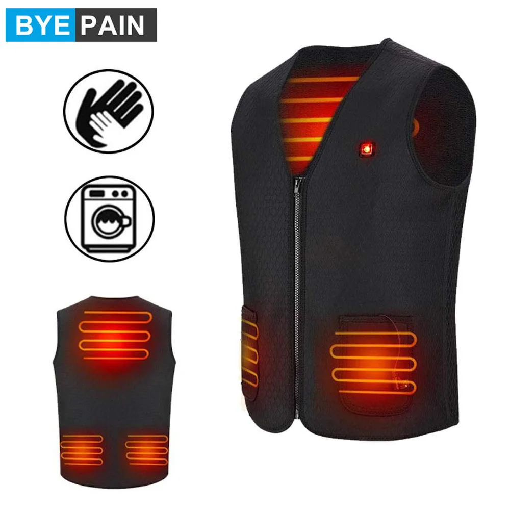 

BYEPAIN зимняя куртка с электрическим подогревом жилет с подогревом тканевое пальто для мужчин и женщин с USB теплый спортивный зимний для пешег...