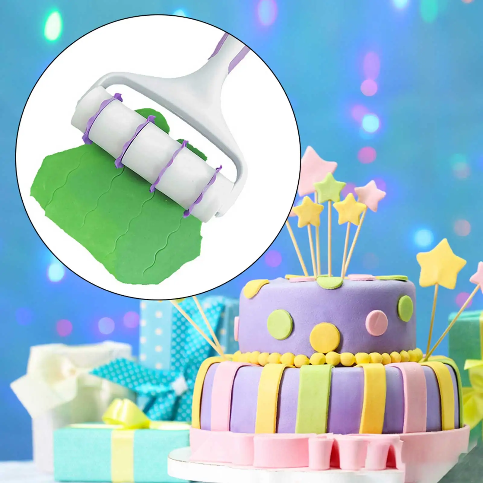 

Birthday Roller Cutters Fondant Ribbon Noodle Dough Cutter Pastry Tools Cake Sugar Decoration Kitchen Accessories Supplies