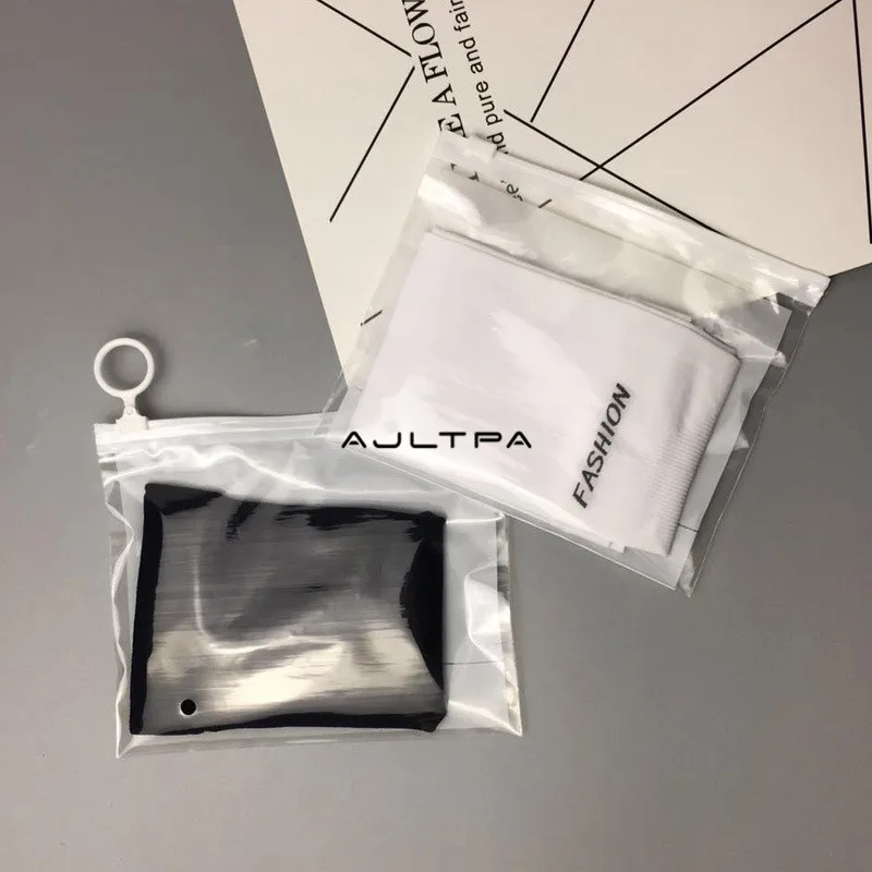 

500Pcs Trave White Transparent Zipper Storage Bag With Ring Ziplock Bag For Mask Underwear Sock Packing Bag