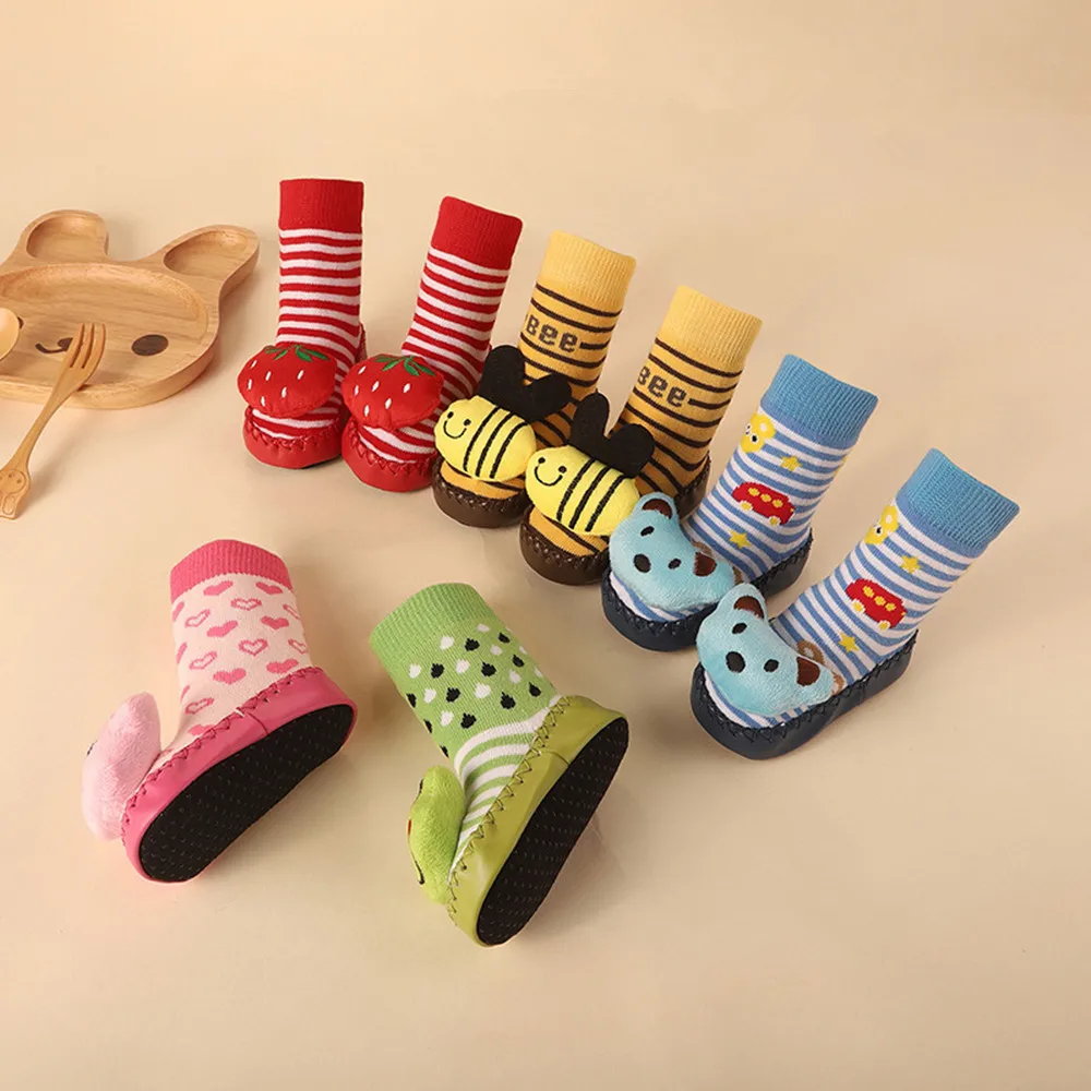 

Toddler Socks With Rubber Soles Cartoon Animal Baby Socks Cotton Newborn Anti-Slip Floor Socks Shoes Winter Socks for Girls Boys