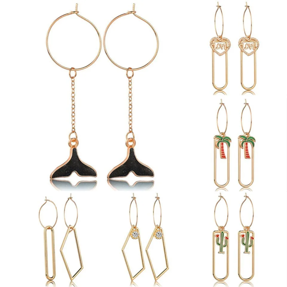 Модные Эффектные серьги элегантные Геометрические длинные Подвесные с крестом