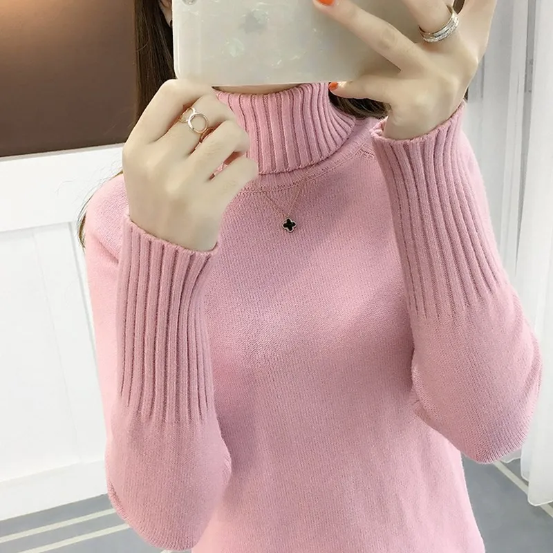Turtleneck Sweater Womens Long Sleeve Knitted Pullovers Sweaters 2019 Autumn Winter Loose Candy colors Female Jumper Tops | Женская