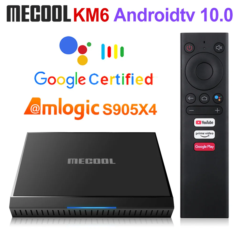 Tanie Mecool Wifi 6 Amlogic S905X4 KM6 Deluxe 4GB 64GB Androidtv 10.0 Certyfikat Google AV1 BT5.0 1000M Dekoder 4G 32G 2G 16G